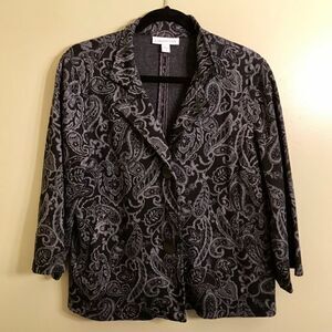 Coldwater Creek Gray and Black Paisley Shackett/Jacket